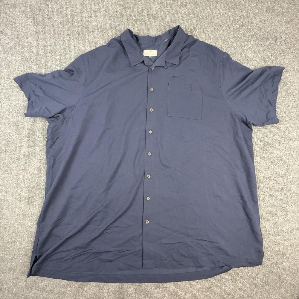 Oak Hill Shirt Mens 4XLT Blue Short Sleeve Button Up Knit Big Tall Casual
